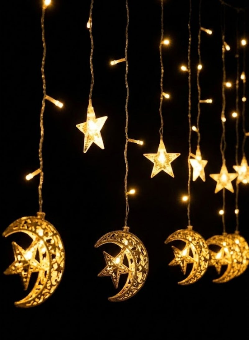 LED Strip Star Moon Ramadan Lights - 2.5M LED Strips Eid Decorations String Lights for Home & Window | 8 Lighting Modes Fairy Lights for Ramadan Kareem, Eid Mubarak, & Bedroom Decor - Warm White - Image 2